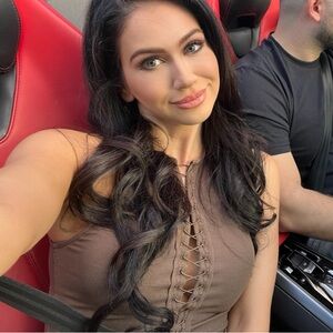 Joah Brown Lace Up Crop Tank Small